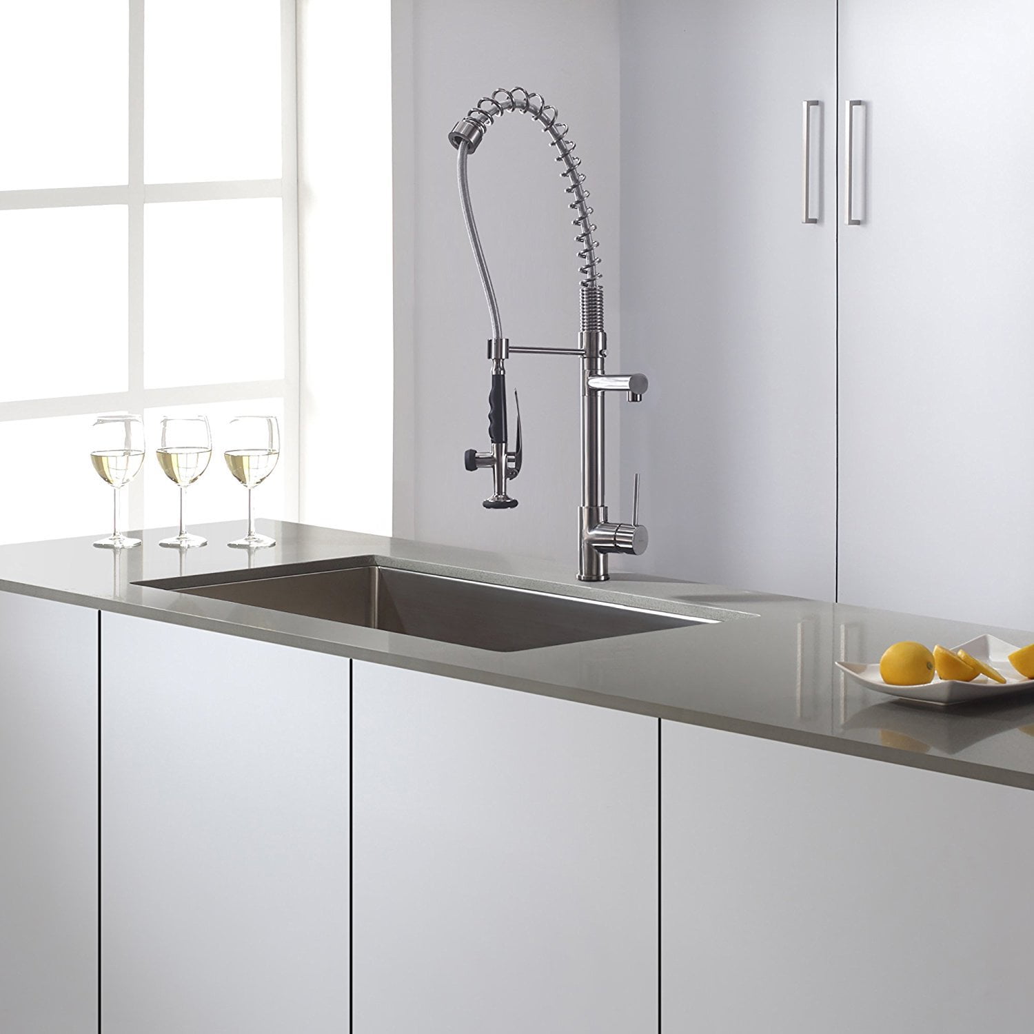 Kraus Kpf 1602 Commercial Style Single Handle Kitchen Faucet With Kraus Kpf 1602 Commercial Style Single Handle Kitchen Faucet With Pull Down Pre Rinse Sprayer