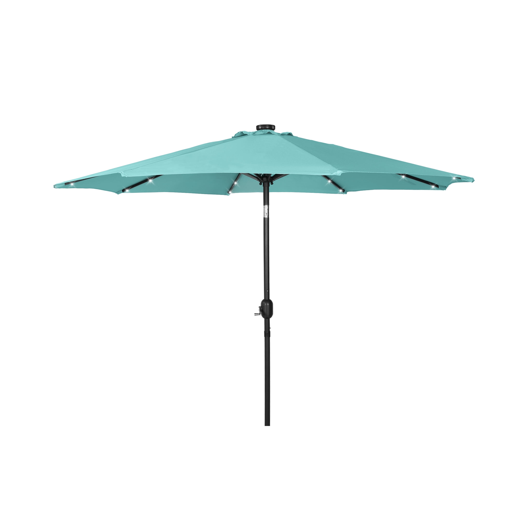 GARDEN 9 Ft Patio Solar Umbrella LED with Bronze Base Weight INCLUDED, Turquoise