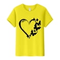 thumbnail image 4 of KBZDBZC Tshirts Shirts for Women Women's Love Butterfly Print Round Neck Short Sleeve T Shirt Top Womens Tops (Yellow,S), 4 of 4