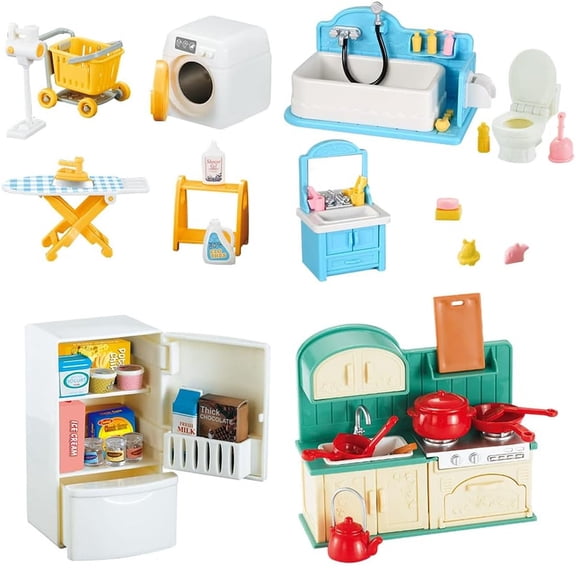 Dollhouse Furniture Set for Kids – Miniature Doll House Accessories, Pretend Play Toys for Boys Girls & Toddlers Age 3 | Educational Kids Toy Gift