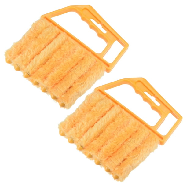 Uxcell 6.3 x 5.31 pulgadas herramienta de limpieza de persianas de mano de 7 dedos plástico amarillo 2 piezas