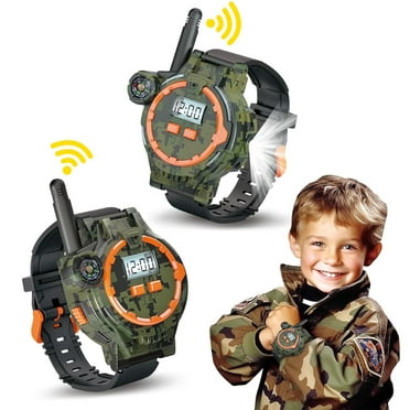 2 Pack Walkie Talkies for Kids, Radio Walky Talky Watch with Flashlights, Outdoor Toys for Girls Boys Age 7-11 Years Old Gifts