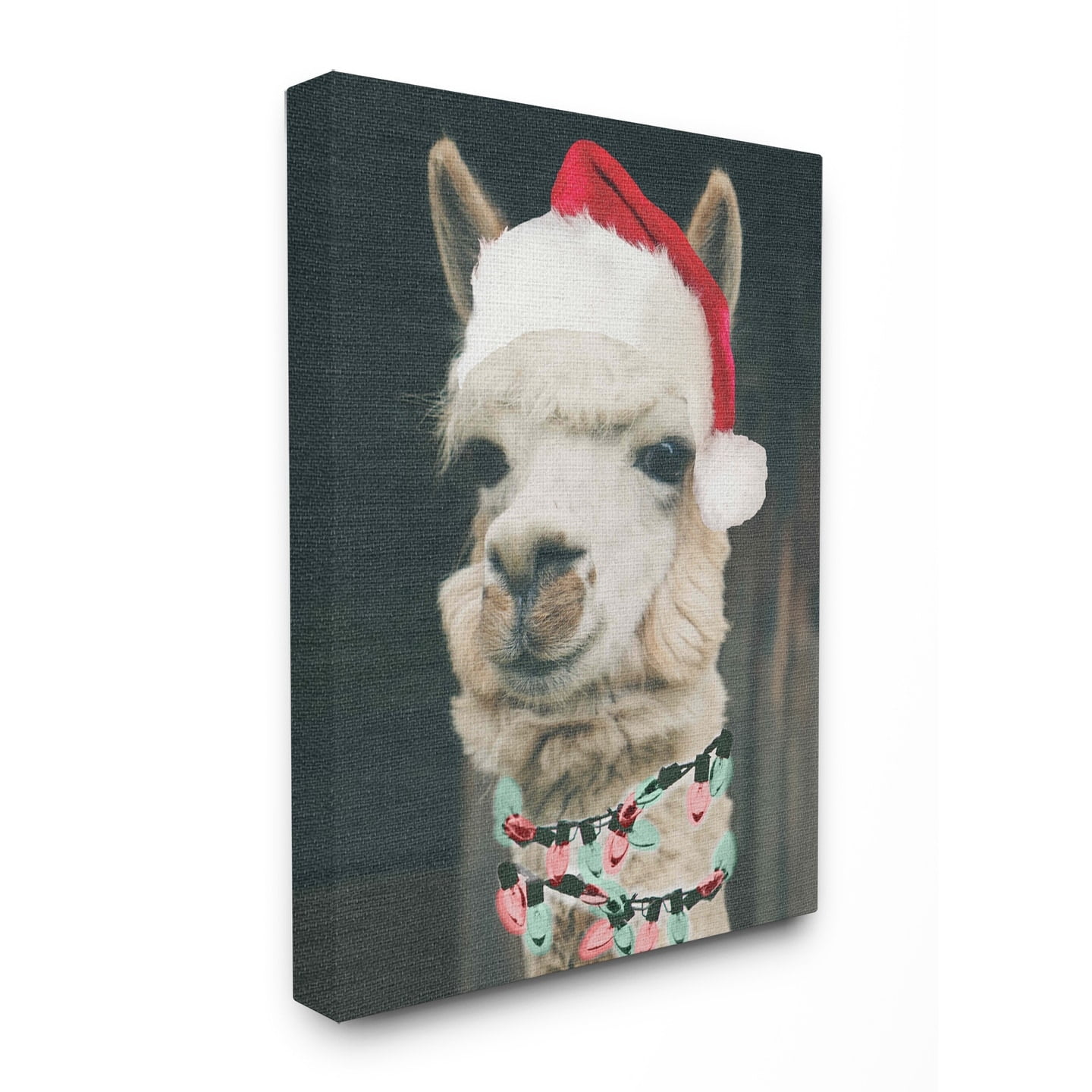 The Stupell Home Decor Collection Christmas Llama Stretched Canvas Wall Art, 16 x 1.5 x 20