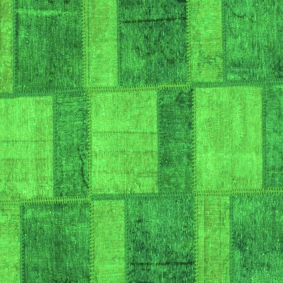 Ahgly Company Indoor Square Patchwork Green Transitional Area Rugs, 5' Square