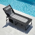 thumbnail image 2 of Arlopu Padded Folding Chaise Lounge Chair, Heavy Duty Reclining Chair with Pillow & Side Pocket for Patio Beach Pool, 5-Position Adjustable, Gray, 2 of 12