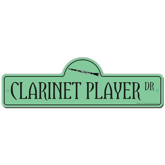 Clarinet Player Street Sign | Indoor/Outdoor | Funny Home Decor for Garages, Living Rooms, Bedroom, Offices | SignMission personalized gift