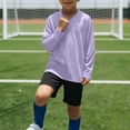 thumbnail image 5 of Zpanxa Kids Solid Color V Neck Long Sleeve Athletic T Shirt Moisture Wicking Performance Top Unisex, 5 of 9