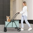 thumbnail image 6 of Wedyvko Pet Stroller, 4 Wheels Cat Dog Stroller Foldable Lightweight Dog Carrier Trolley Jogging Stroller,Bluish green, 6 of 6