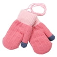 thumbnail image 2 of Bueautybox Toddlers Full Finger Gloves Kids Winter Double Layer Thick Warm Full Finger Stitching Knitted Mittens Winter Warm Furry Knitted Mitten with Neck String, 2 of 7