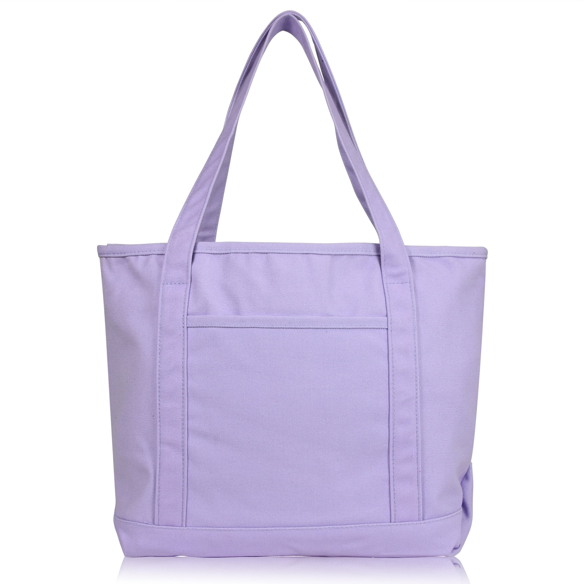 DALIX 20" Solid Color Cotton Canvas Shopping Tote Bag in Lavender
