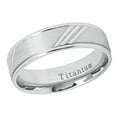 thumbnail image 3 of Men Women 6MM Comfort Fit Titanium Wedding Band White Brushed Diagonal Cuts Titanium Ring (Size 7 to 12), 3 of 4