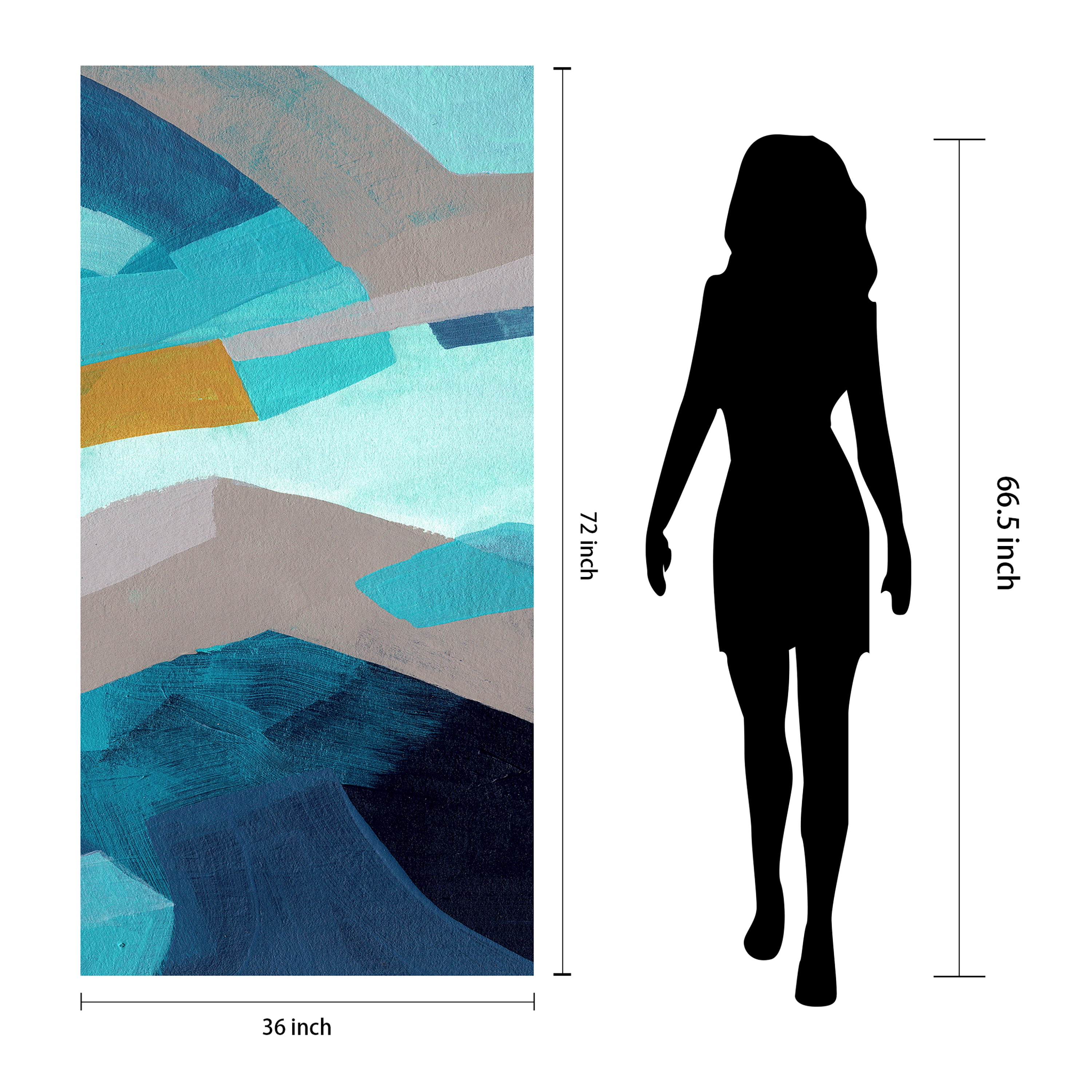 Empire Art Direct Puzzle Blues C Frameless Free Floating Tempered Glass Panel Graphic Wall Art, 72" x 36" x 0.2", Ready to Hang