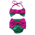 thumbnail image 3 of Styles I Love Infant Baby Girl Mermaid Scale Bikini Swimsuit Bathing Beach Pool Party Swimwear (Bowknot Green, 80/3-6 Months), 3 of 7