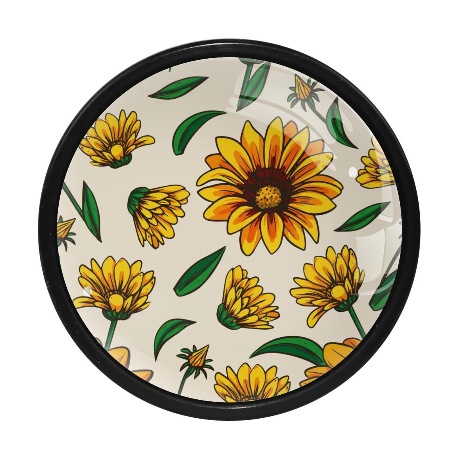 4 Pcs Sunflower Knobs for Kitchen Cupboard Dresser Bookcase