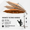 thumbnail image 3 of Mondawe 10ft Solar Lights Offset Cantilever Patio Umbrella - with Light, LED Lighted Offset Hanging Patio Outdoor Market Umbrella UPF50+ UV Protection with Crank,Orange, 3 of 7