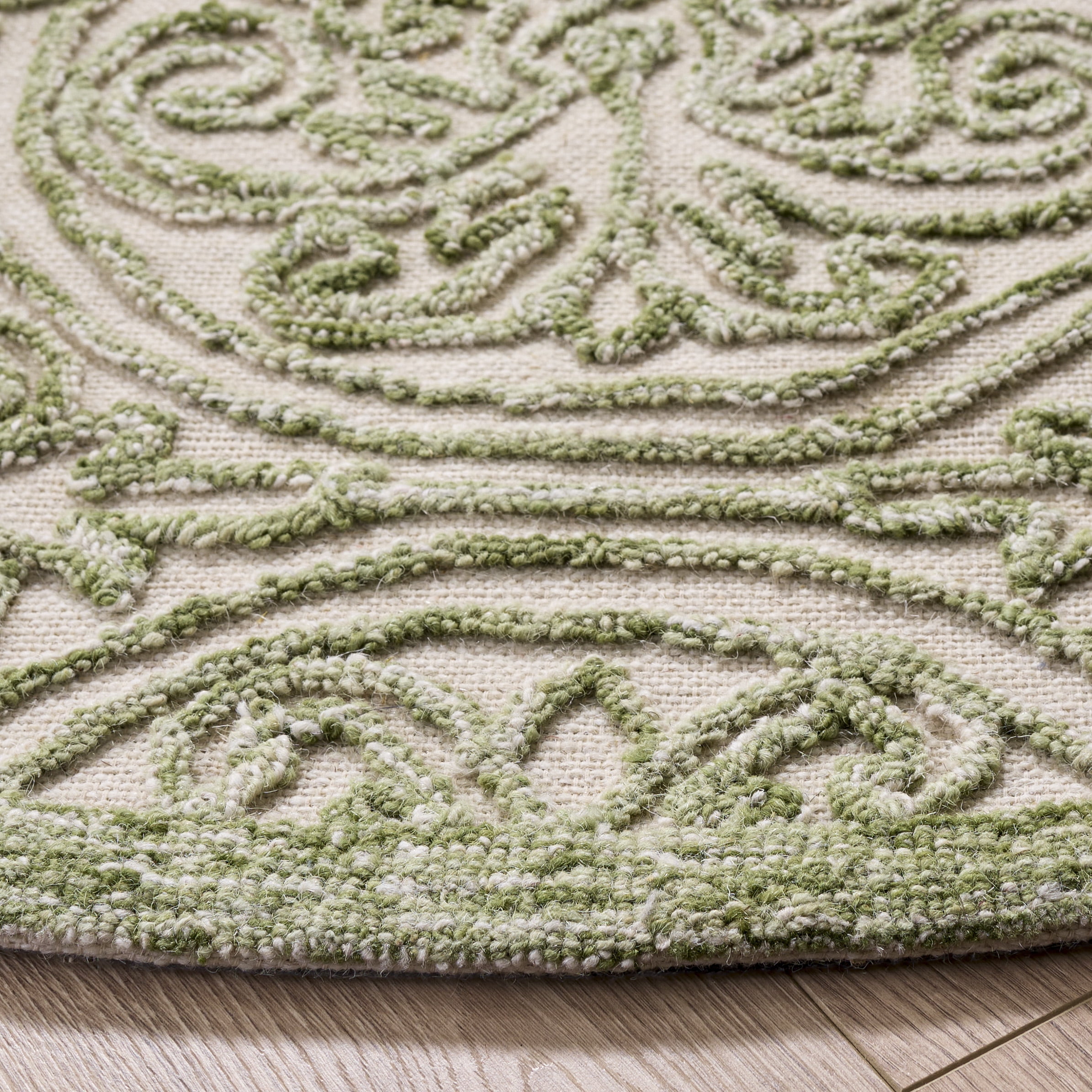 Safavieh Trace Burton Geometric Area Rug, Ivory/Green, 4' x 4' Round