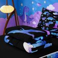 thumbnail image 5 of meiyoeat Animal Themed Monogram D Zipper Full Size Comforter Sets with Fitted Sheet and 2 Pillowcases For Boys,Ancient Wildlife Dinosaur Zipper Bedding Set,Black Reversible,4 Pieces, 5 of 7