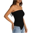 thumbnail image 4 of BLVB Going out Tube Tops for Women Trendy Summer Asymmetrical Ruched Strapless Bandeau Cami Shirts Ribbed Knit Spring Clothes, 4 of 8