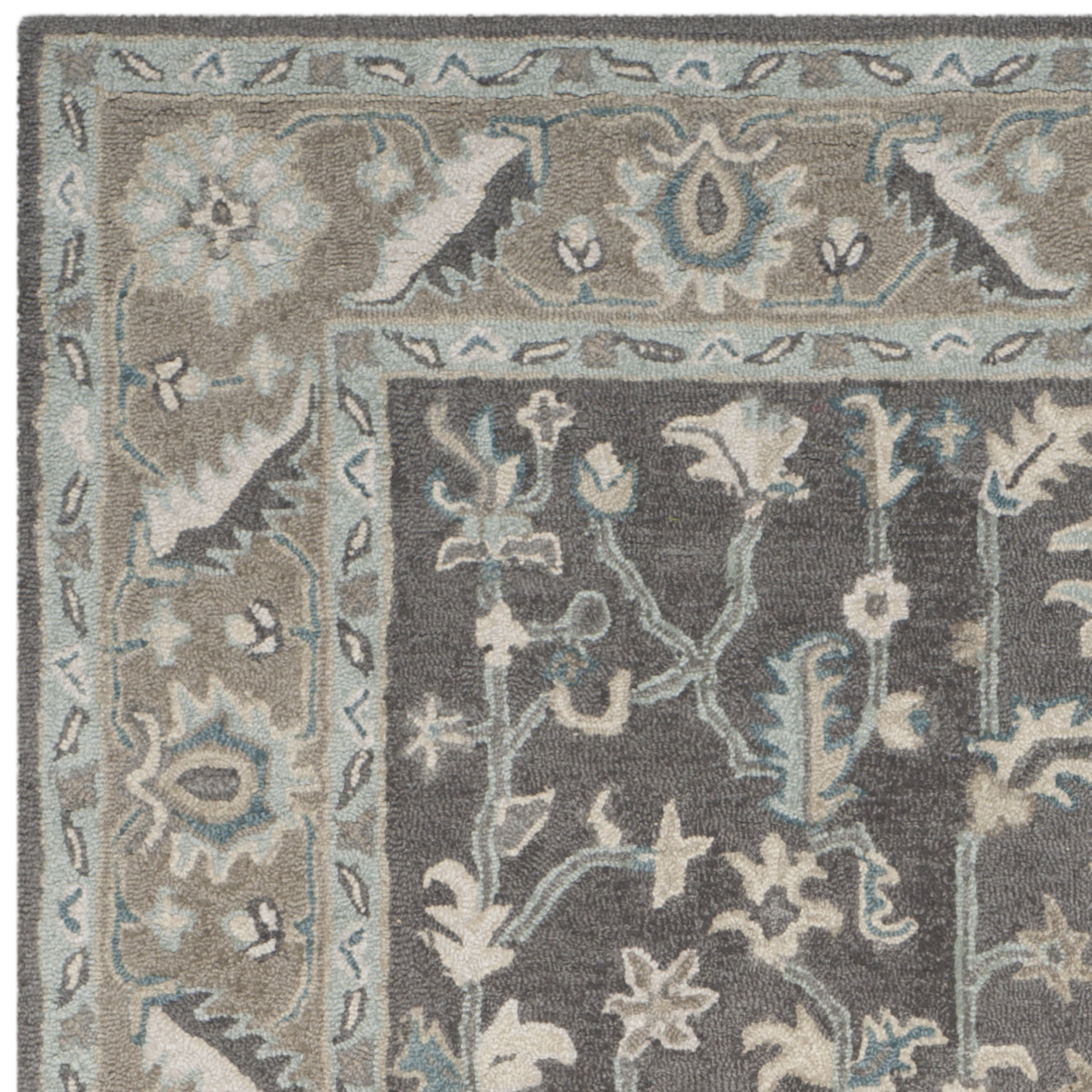 SAFAVIEH Blossom Shevon Oriental Wool Area Rug, Dark Grey/Light Brown, 8'9" x 12'