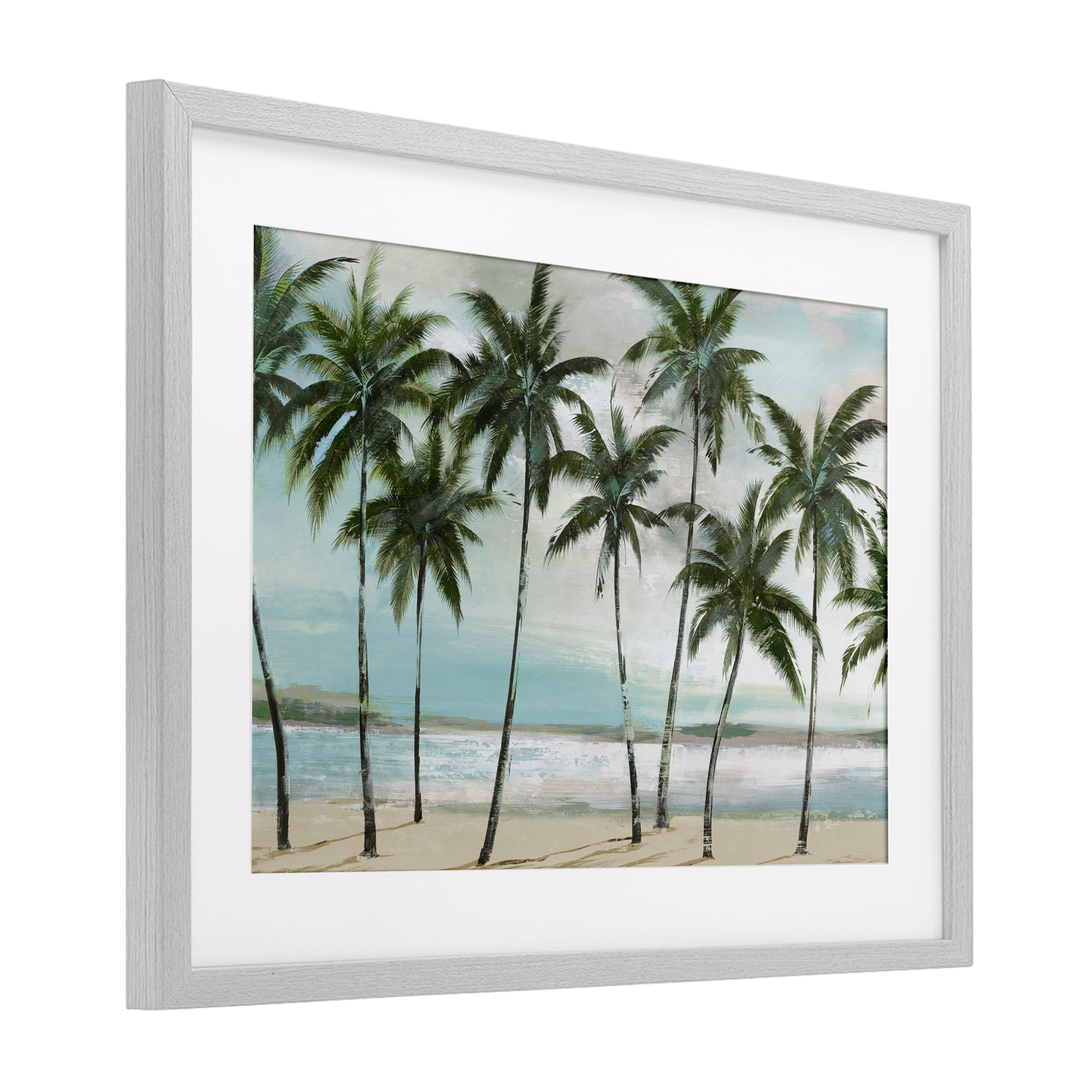 Stupell Industries Palms in A Row Coastal Gray Framed Print Under Glass, design by Lorenzo Collective
