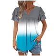 thumbnail image 1 of Camisas de Cuello de Tripulación de Manga Corta para las Mujeres Plisado Mangas de Ruffle, Cuello Redondo Casual Primavera Y Blusa de Verano, 1 of 7