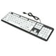 thumbnail image 1 of Teclado negro de baja visión, teclado para personas mayores con cable USB y teclas blancas con letras grandes, color negro, 1 of 8