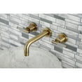 thumbnail image 4 of Kingston Brass KS8123CKL Kaiser Double-Handle 3-Hole Wall Mount Bathroom Faucet in Antique Brass, 4 of 8