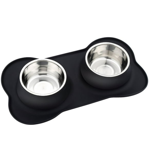 Cuencos Para Perros De Lujo Para Mascotas, Cuenco De Acero Inoxidable Para Perros Sin Derrames, Alfombrilla De Silicona Antideslizante, Juego De Cuencos De Agua Y Comida Para Perros De 24/48 Oz, Cuenc
