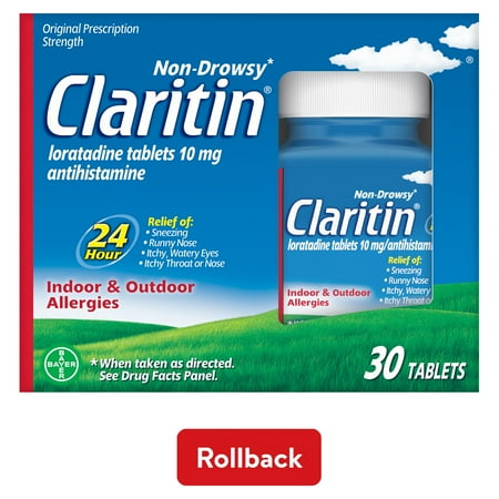 Claritin 24 Hour Non-Drowsy Allergy Medicine, Loratadine Antihistamine Tablets, 30 Ct