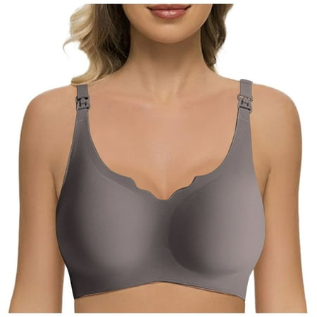 Zshosam Women s Thin Bra Without Underwire Soft Bustier Seamless Bra Without Underwire With Additional Bra Extension(Grey XL)