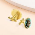 thumbnail image 7 of PhooArto Men's Classic Stainless Steel, Highland Cow Teal Daisy on Rustic Wooden Cufflinks Business Wedding Shirts, Golden, 7 of 7