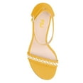 thumbnail image 3 of FSJ Women Elegant Pearls Single Strap Crystal Block Heels Sandals Round Open Toe Ankle Buckle Strap Sandals Sexy Wedding Evening Shoes Size 10.5 Yellow, 3 of 5