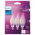 thumbnail image 3 of (2 pack) Philips Ultra Definition LED 40-Watt BA11 Filament Candle Light Bulb, Clear Daylight, Dimmable, E12 Candelabra Base (3-Pack), 3 of 12