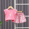 thumbnail image 2 of Kids Girl Clothes Baby Girl Cute Floral Outfit Flutter Sleeve Tank Top & Floral Print Pants Summer Clothing Set, 2 of 6