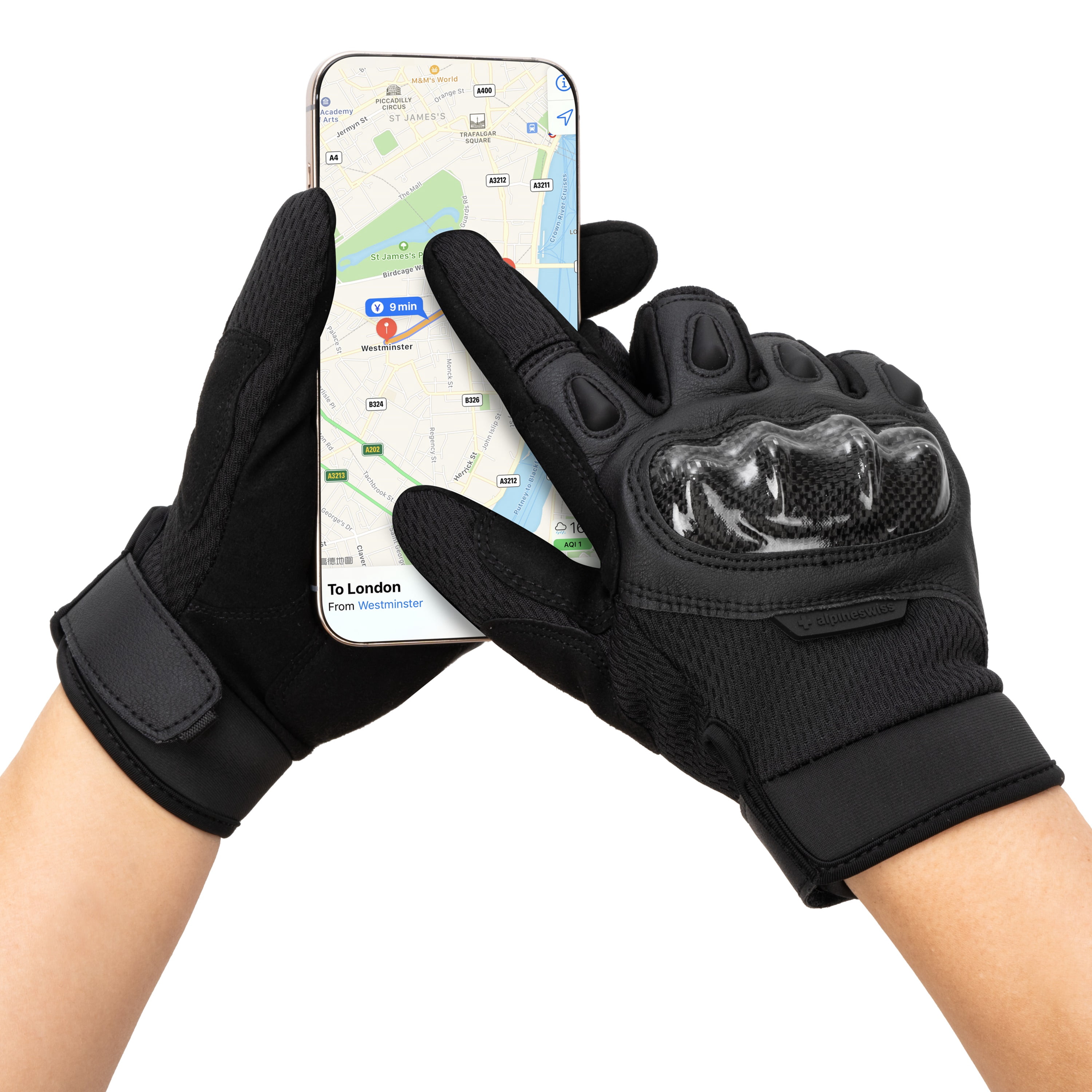 Alpine Swiss Mens Motorcycle Riding Gloves Touchscreen Outdoor Gloves with Reinforced Knuckles for Biking and Powersports