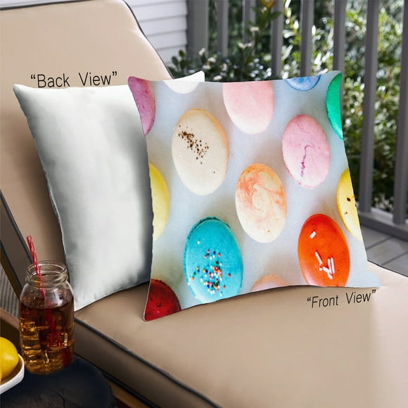 Ahgly Company Foods Macarons Outdoor Throw Pillow, 18 inch by 18 inch