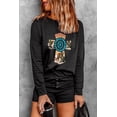 thumbnail image 3 of ABPHQTO Conjunto de dos piezas de top y shorts con estampado de cruces y estampado occidental negro para mujer, 3 of 5