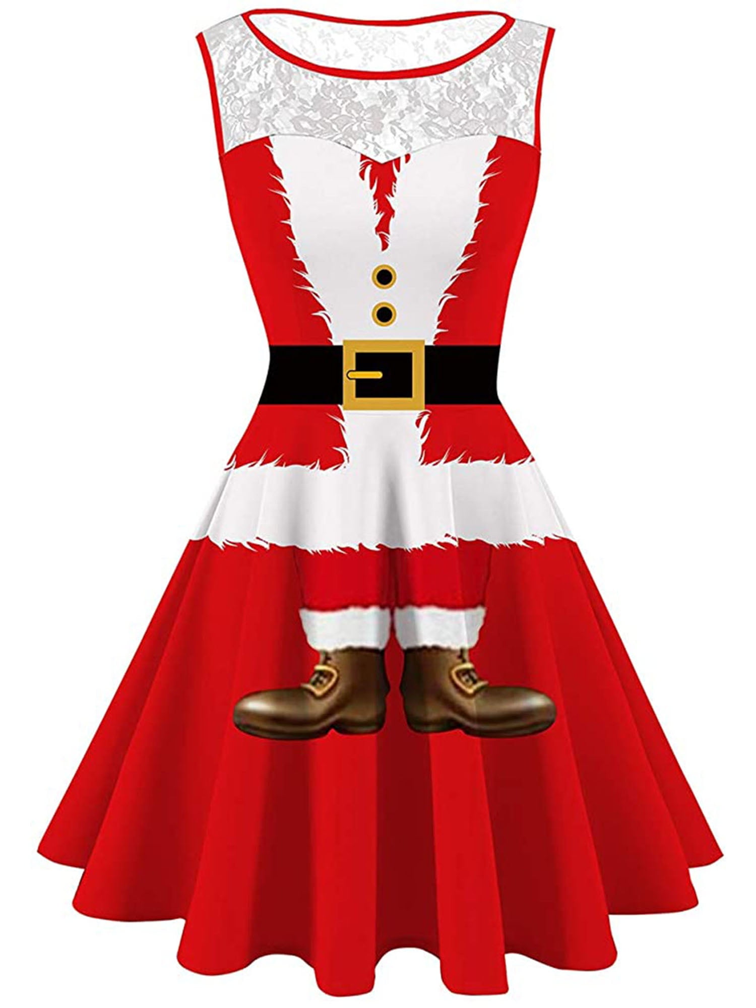 Shop Online Red and White Snowman Christmas Party Dress for Toddler Girls