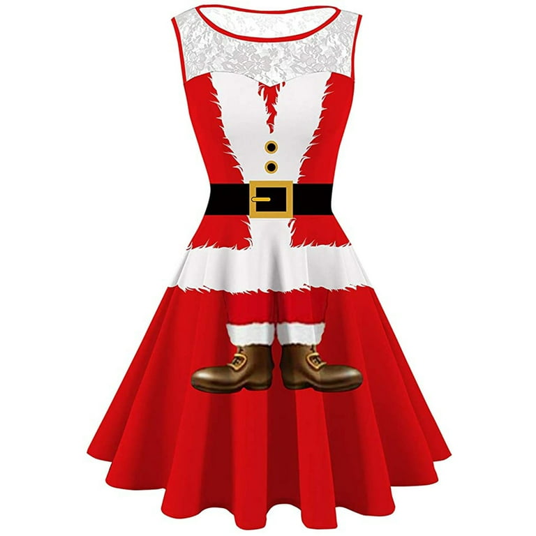CenturyX Ugly Christmas Party Dresses for Women Siless Dress Santa