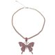 thumbnail image 1 of Colgante de mariposa con pavé de cristal completamente helado y brillante, colgante de mariposa en 3D con circonita cúbica, joyería de moda, color rosa, 1 of 5