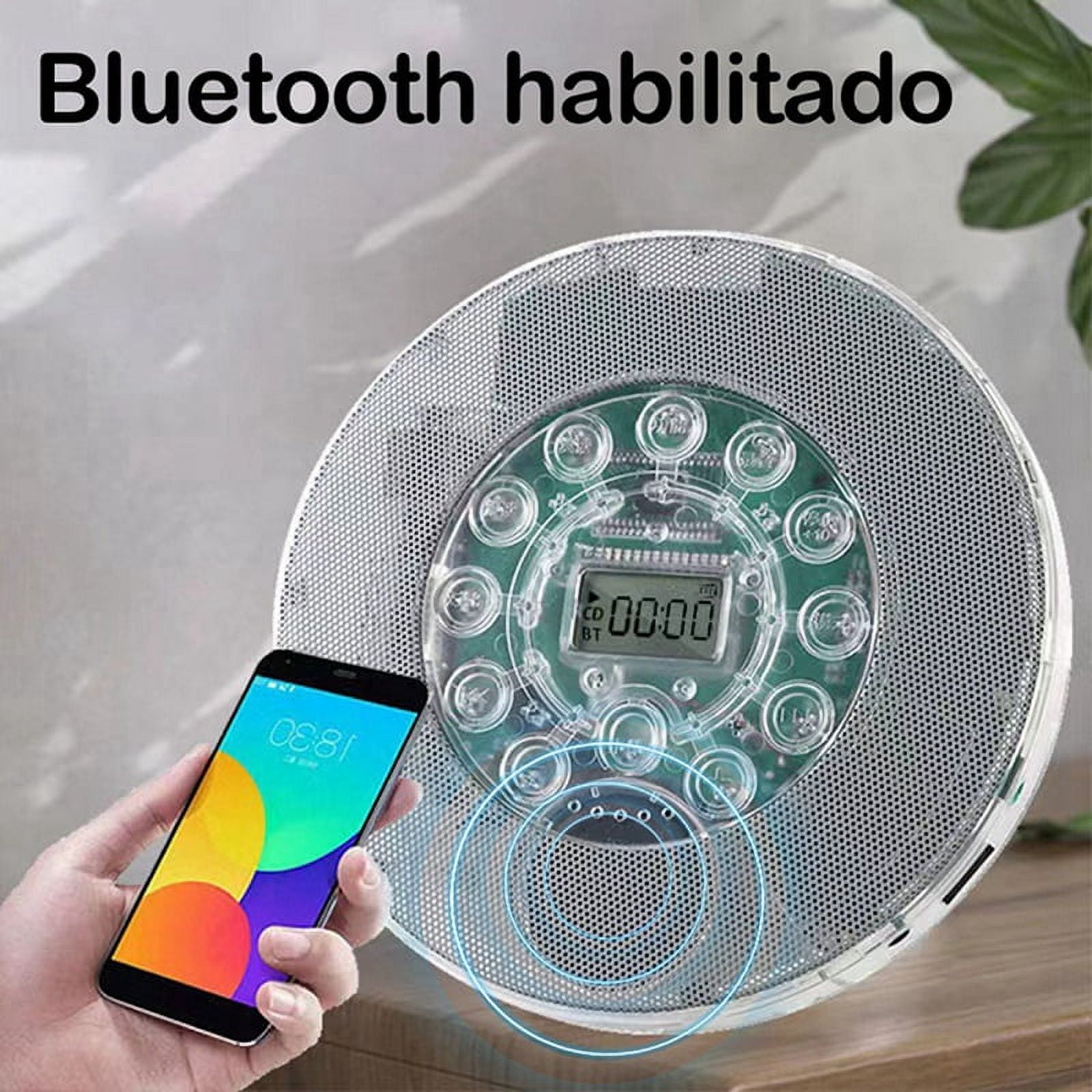 Protable Bluetooth CD Player Transparent Speaker Music with LCD Display Personal CD Player for Home Travel