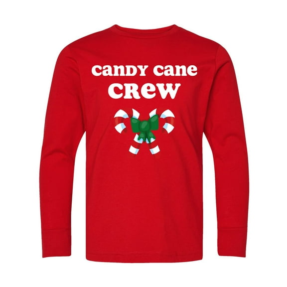 Inktastic Candy Cane Crew Long Sleeve Youth T-Shirt