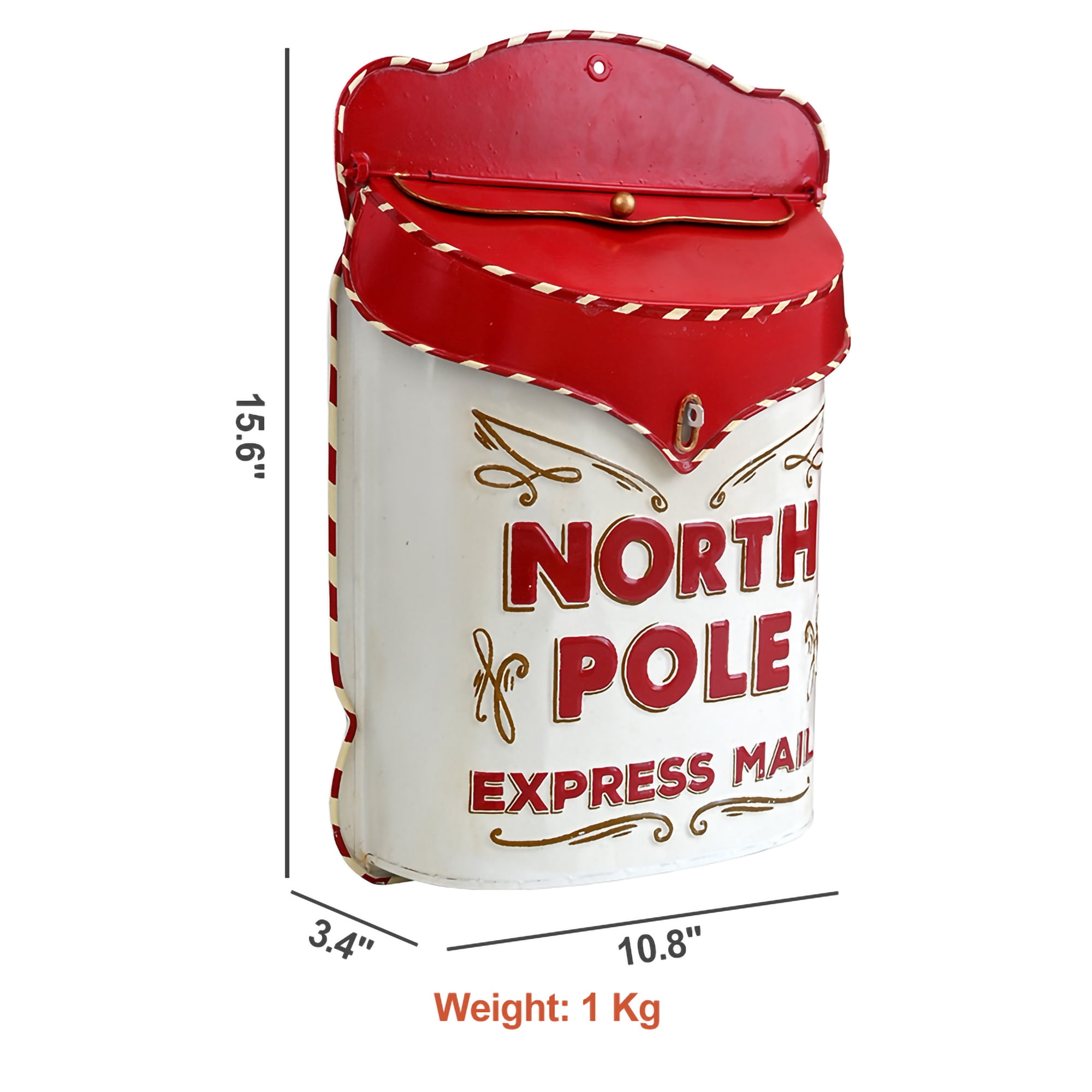 Santa Mailboxes, Vintage Letters to Santa Mailbox Christmas Mailbox for Outdoor Christmas Decoration - Red North Pole Post Box for Porch, Fireplace, Mantel, Farmhouse Christmas Wall Decoration