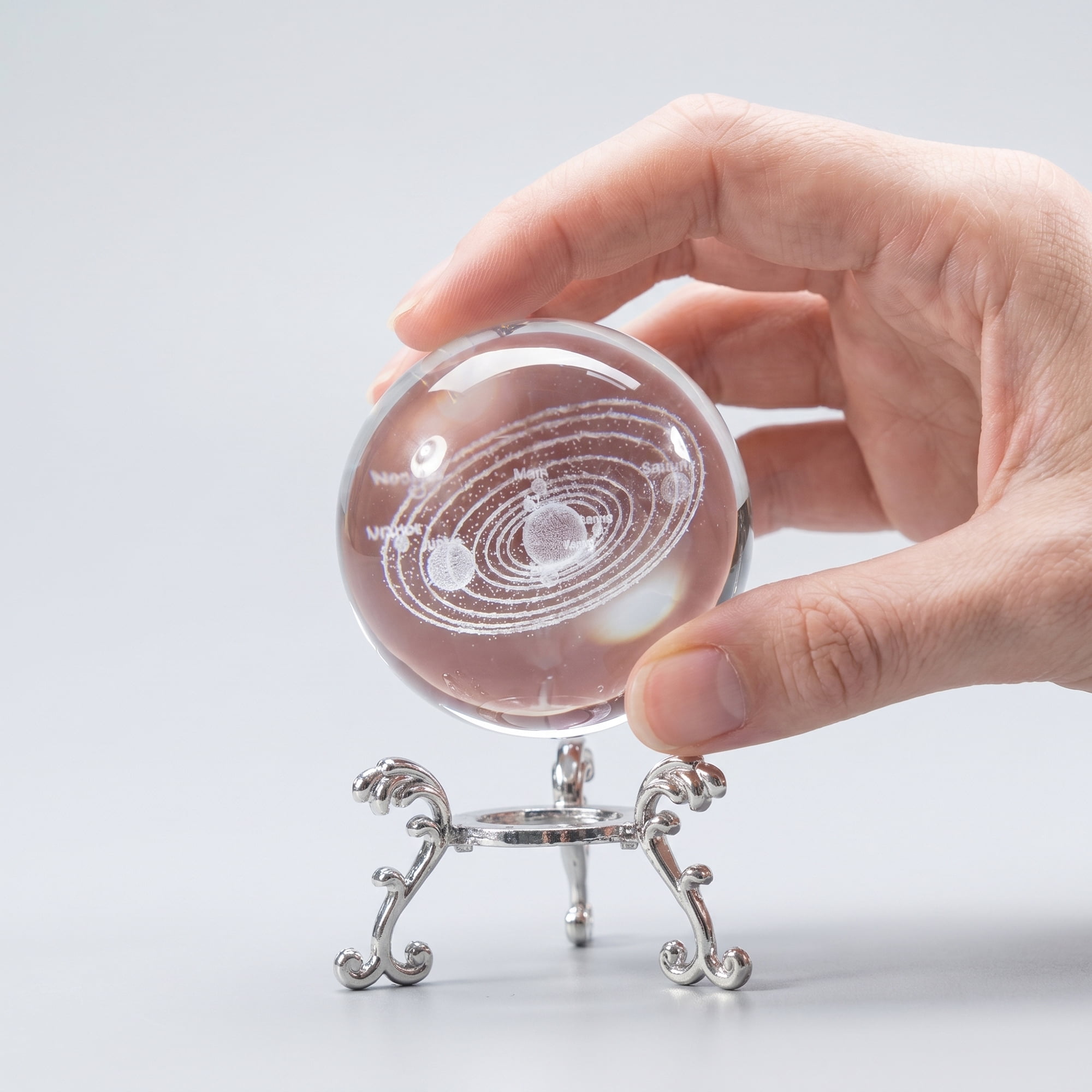 Unique Bargains Crystal Ball Figurine 3D Glass Paperweight with Base Clear Style C
