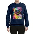 thumbnail image 3 of Funny Neon Pug | Dean Russo Art Animal Lover Unisex Crewneck Sweatshirt, Vintage Heather Navy, Small, 3 of 6