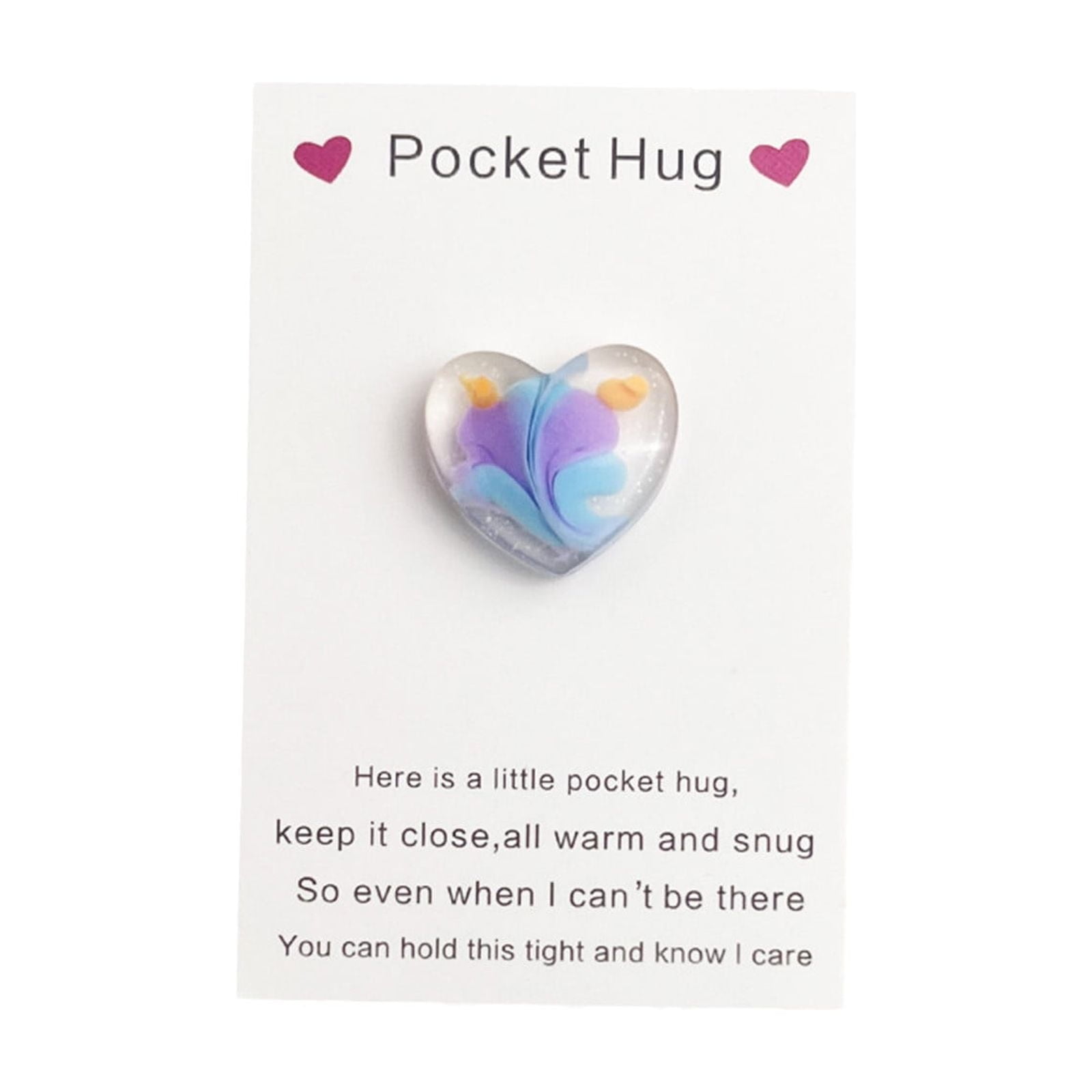 Valentine s Day Card Pocket-Hug Crystal Heart Gift Set 3.5x2.4in Romantic Heart Charm with Greeting Card for Thoughtful Holiday Gifting Decorations