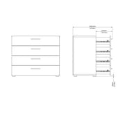 Tvilum Loft 4 Drawer Chest Dresser for Adults, White