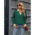 thumbnail image 3 of OBEEII Women V Neck Long Sleeve Sweatshirts Oversized Shirts Plus Size Pullover Tops Chic Green Blue Striped Going Out Causal Lounge Wear, 3 of 8
