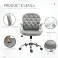 thumbnail image 3 of Barara King Computer Task Chair,Velvet Home Office Chair, Button Tufted Desk Chair With Padded Armrests, Height And Swivel Wheels, Gray, 3 of 7