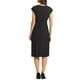 thumbnail image 3 of Vestido plisado para mujer INSPIRE CHIC, cuello redondo, sin mangas, con cinturón en la cintura, vestido A-line, color negro, 3 of 6
